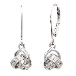 Silver Diamond Love Knot Earrings